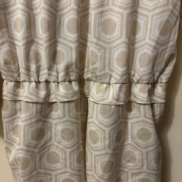 New York & Company Cream Geometric Long Sleeve Blouse - Picture 8 of 15